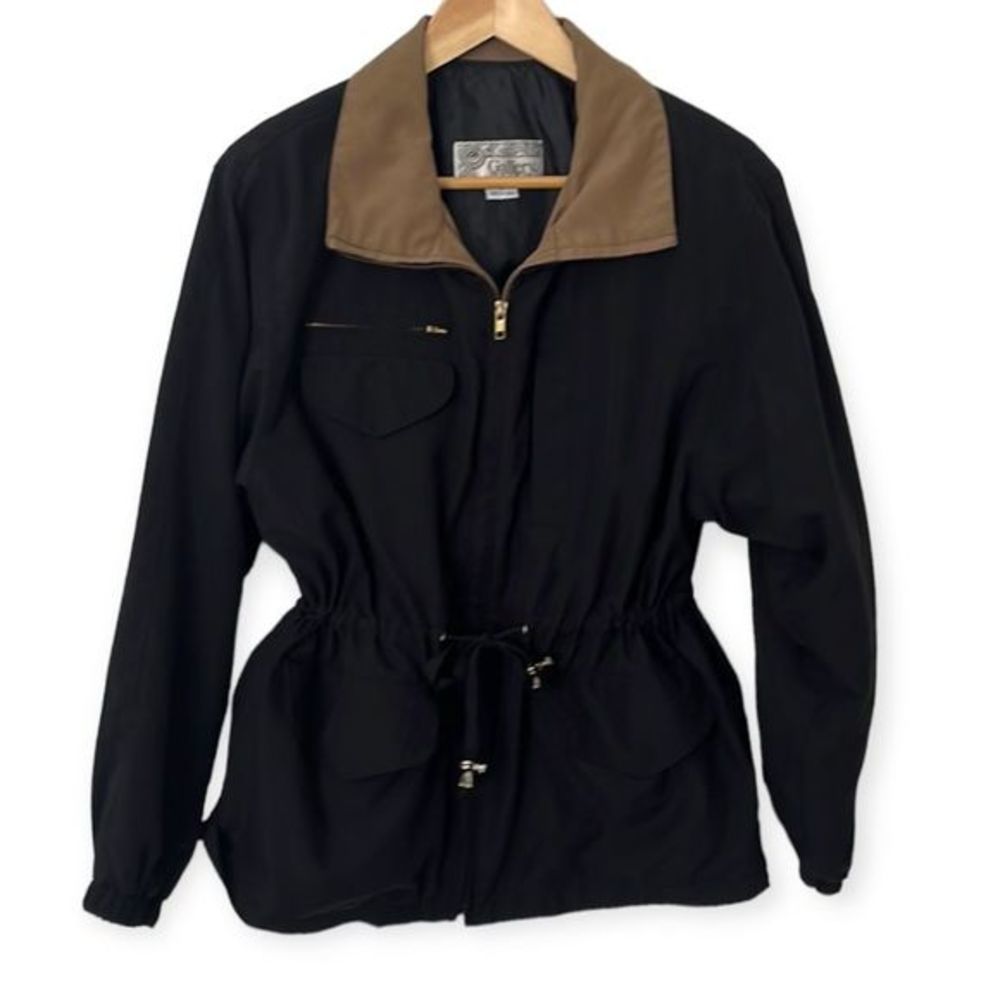 Vintage 90s Gallery Sport Black Zip Up Wind Breaker Jacket 